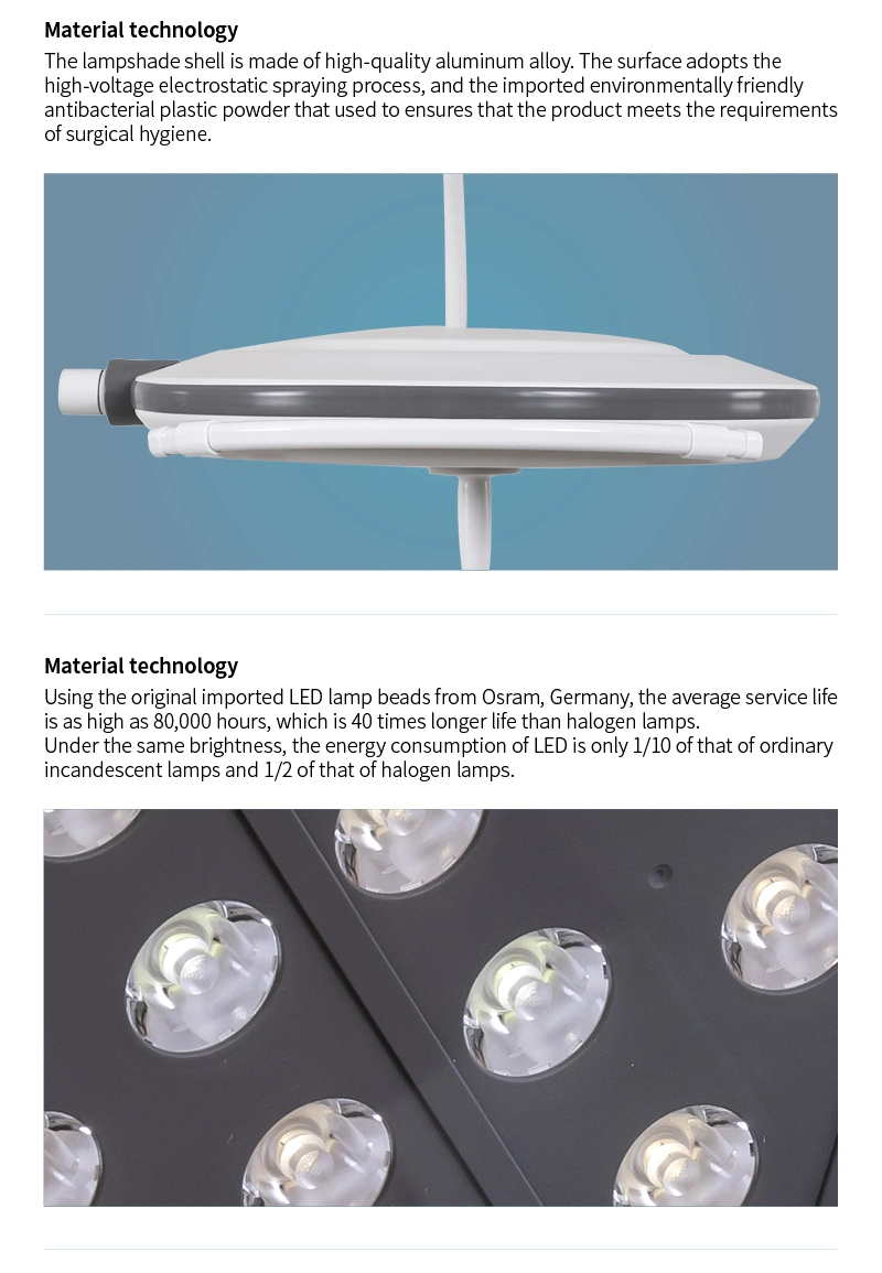 Sk-Lld7050A Saikang Double Dome Ceiling Shadowless Medical Examination Surgical Mobile LED Operating Lamp with Battery