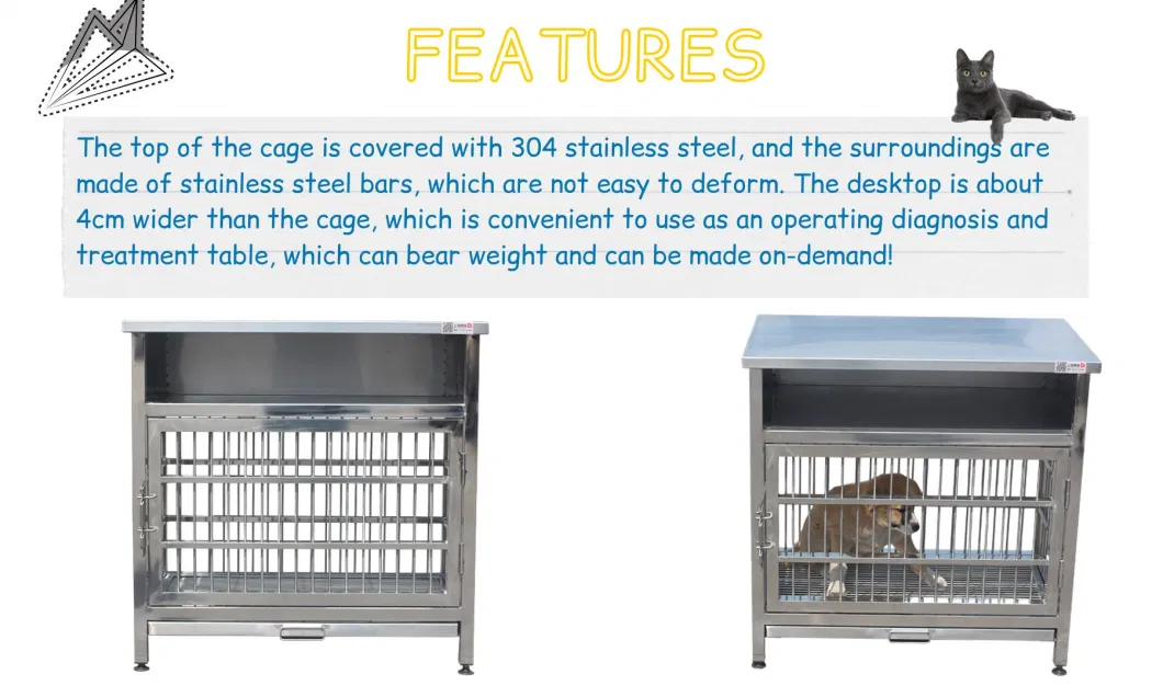Stainless Steelpet Medical Veterinary Exam Tables for Pet Clinic with Pet Cage