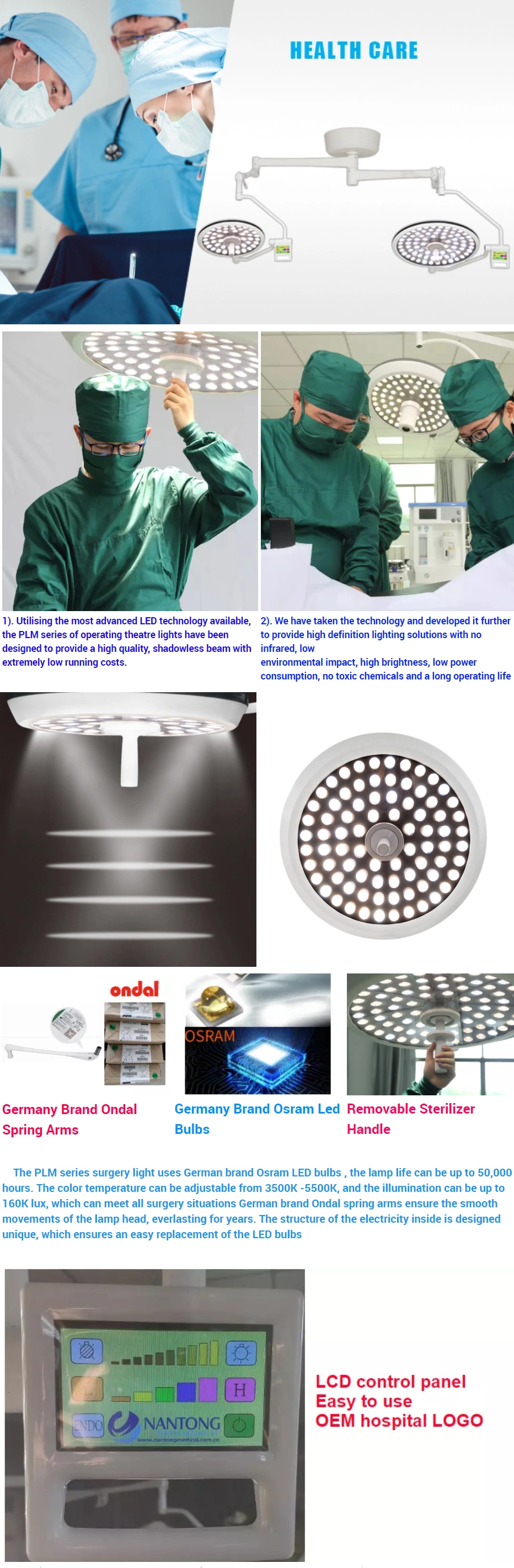 Medical Surgical LED Shadowless Operating Room Lights Lamp Prices for Surgery