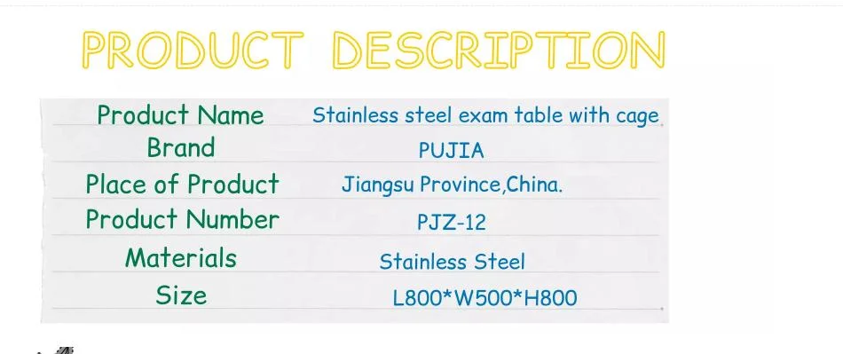 High Quality Animal Stainless Steel Table Veterinary Exam Tables for Pet Clinic with Pet Cage